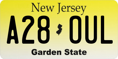 NJ license plate A28OUL