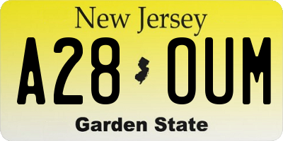 NJ license plate A28OUM