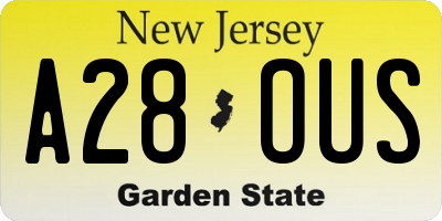NJ license plate A28OUS