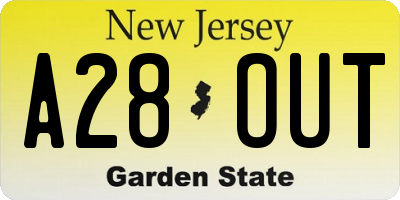 NJ license plate A28OUT