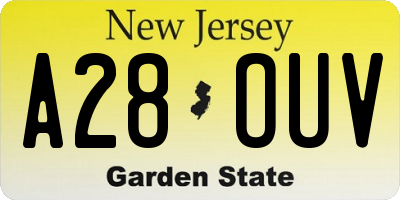 NJ license plate A28OUV