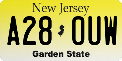 NJ license plate A28OUW
