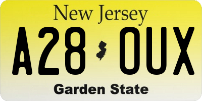 NJ license plate A28OUX
