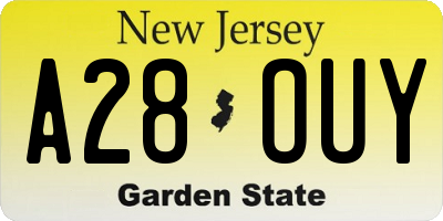 NJ license plate A28OUY