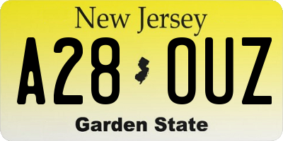 NJ license plate A28OUZ