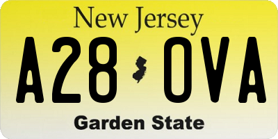 NJ license plate A28OVA
