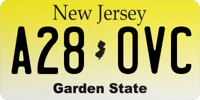 NJ license plate A28OVC