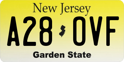 NJ license plate A28OVF