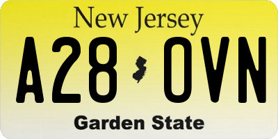 NJ license plate A28OVN