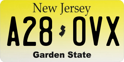 NJ license plate A28OVX