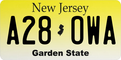 NJ license plate A28OWA