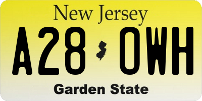NJ license plate A28OWH