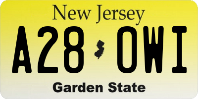 NJ license plate A28OWI