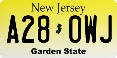 NJ license plate A28OWJ