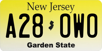 NJ license plate A28OWO