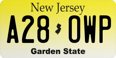 NJ license plate A28OWP