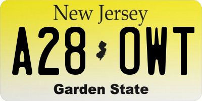NJ license plate A28OWT