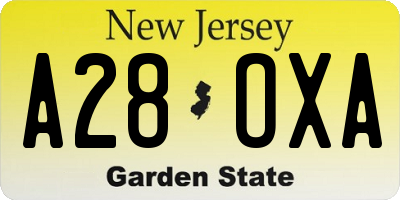 NJ license plate A28OXA