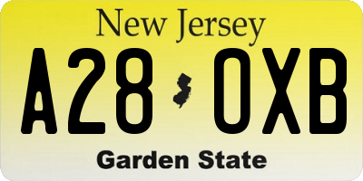 NJ license plate A28OXB
