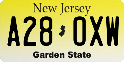 NJ license plate A28OXW