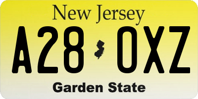 NJ license plate A28OXZ