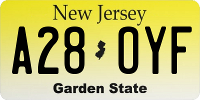 NJ license plate A28OYF