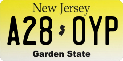 NJ license plate A28OYP