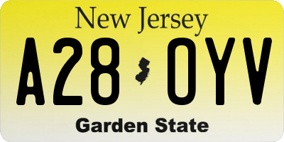 NJ license plate A28OYV