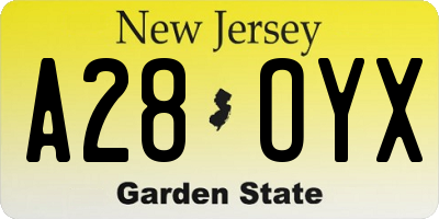 NJ license plate A28OYX