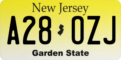 NJ license plate A28OZJ