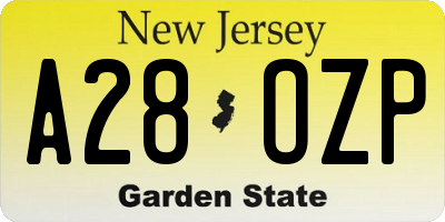 NJ license plate A28OZP