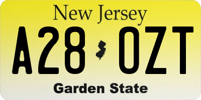 NJ license plate A28OZT