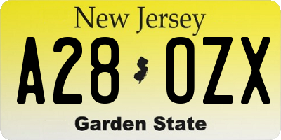 NJ license plate A28OZX