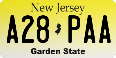 NJ license plate A28PAA