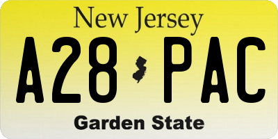 NJ license plate A28PAC