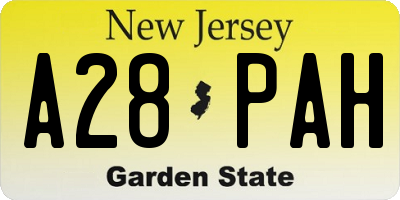 NJ license plate A28PAH