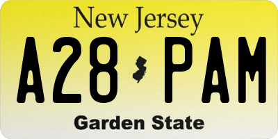 NJ license plate A28PAM