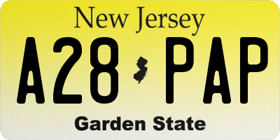 NJ license plate A28PAP