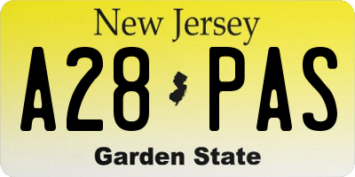 NJ license plate A28PAS