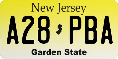 NJ license plate A28PBA