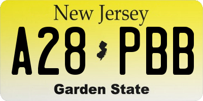 NJ license plate A28PBB