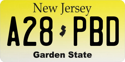 NJ license plate A28PBD