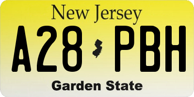 NJ license plate A28PBH