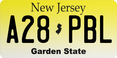 NJ license plate A28PBL