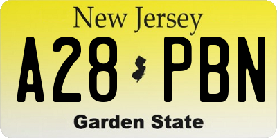 NJ license plate A28PBN