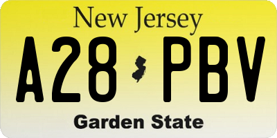 NJ license plate A28PBV