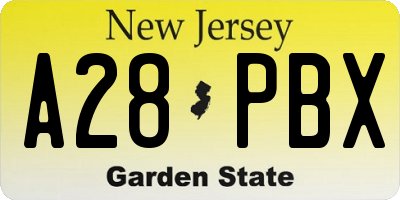 NJ license plate A28PBX