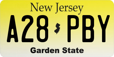 NJ license plate A28PBY