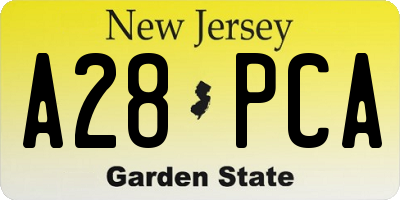 NJ license plate A28PCA