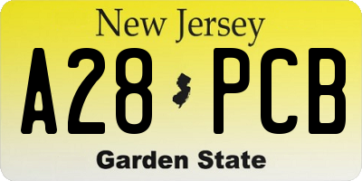 NJ license plate A28PCB